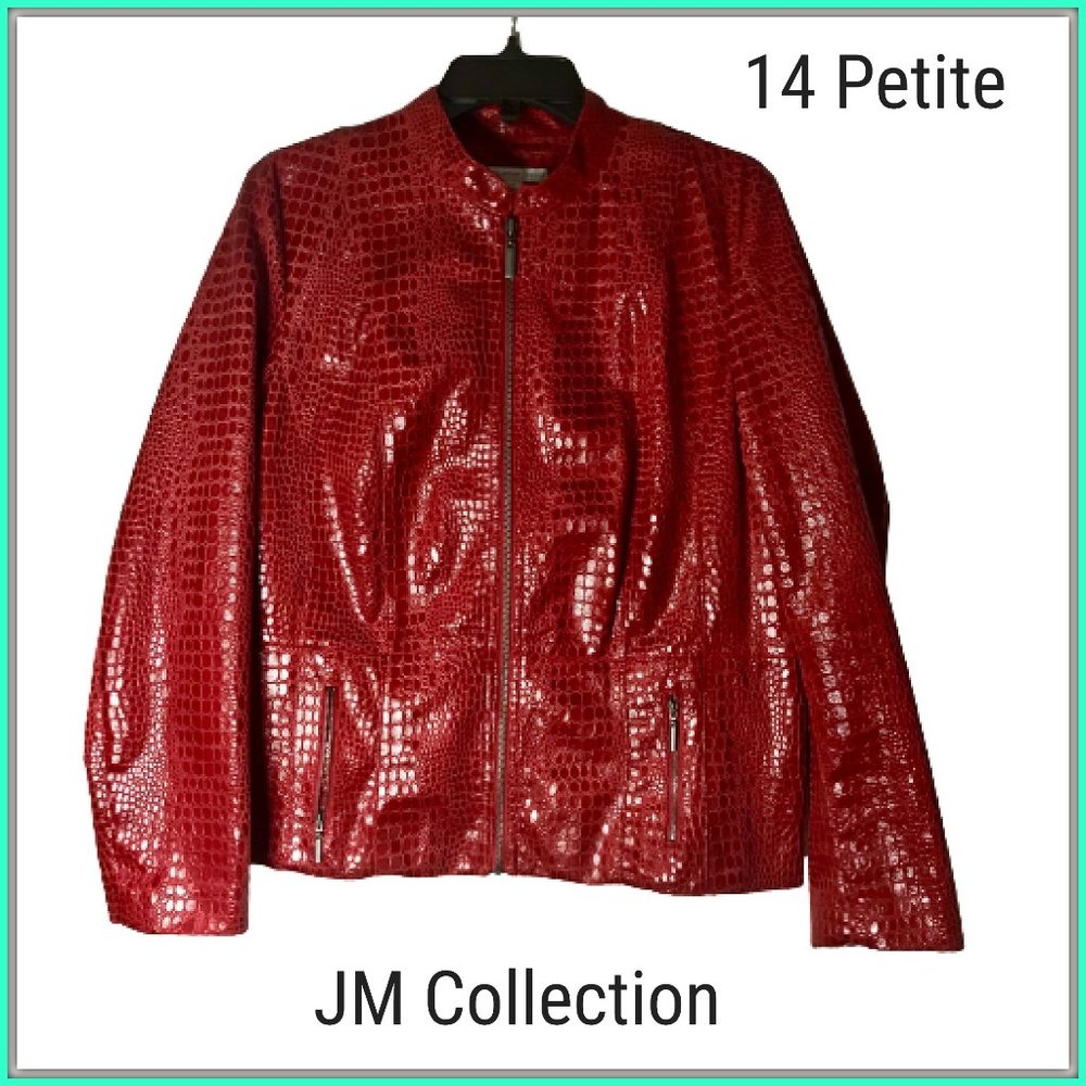 JM Collection Women's Faux Snakeskin Jacket Petite 14